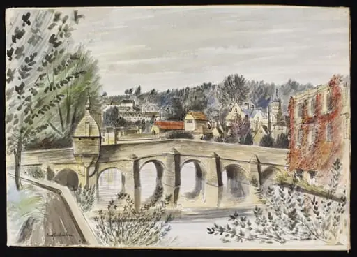 View of Bradford-on-Avon, with the bridge in the foreground, by Frances Macdonald