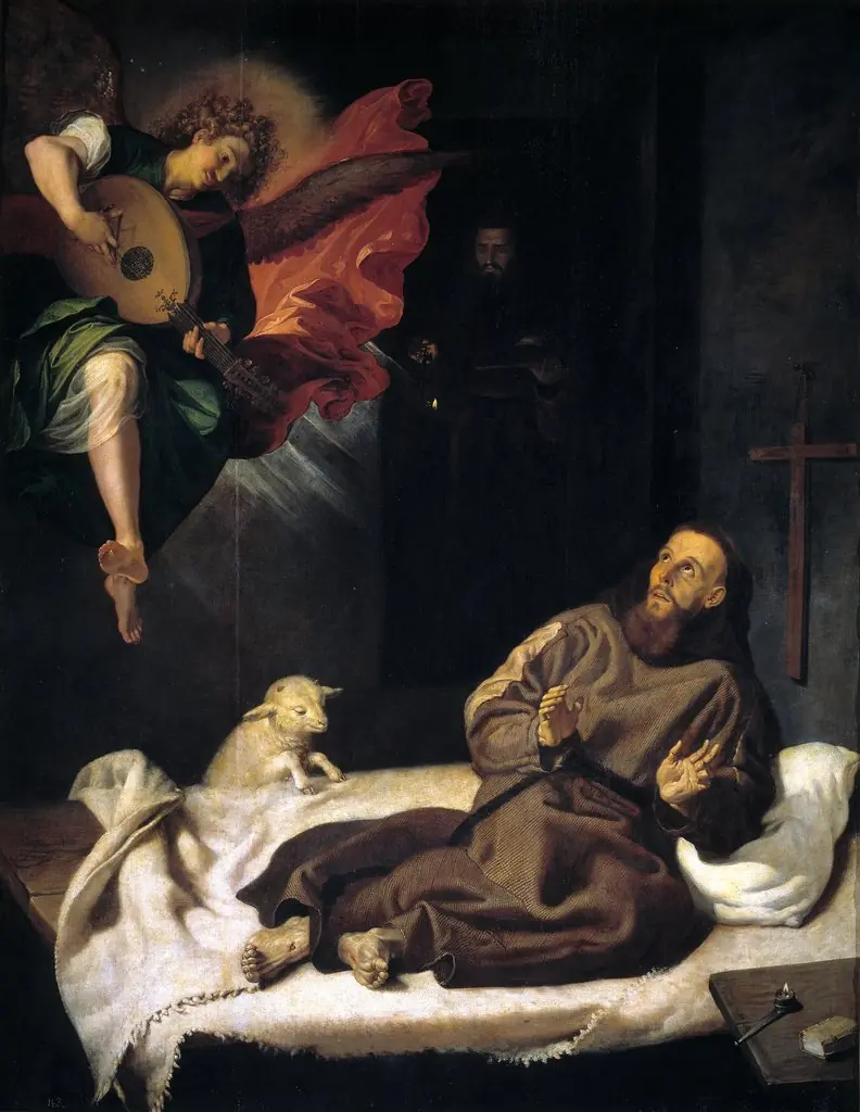 Saint Francis comforted by a Angel