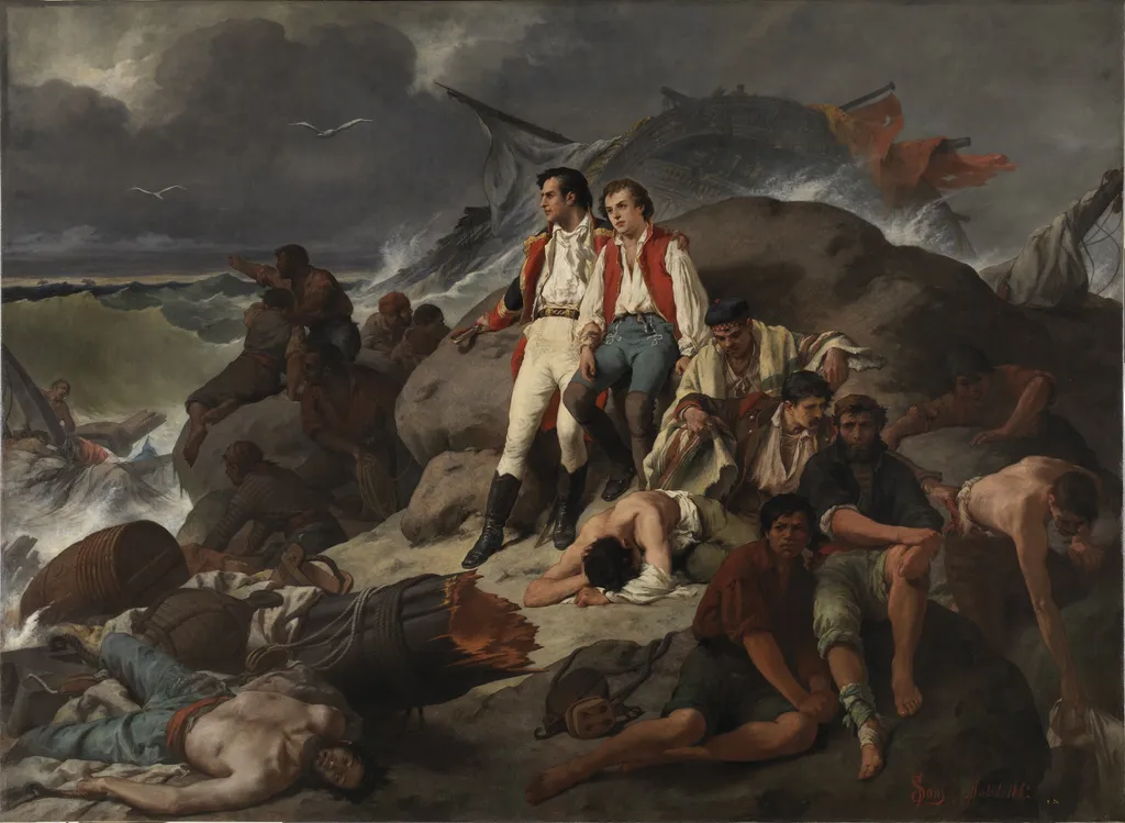 Episode after Trafalgar, by Francesc Sans Cabot, oil, 1862