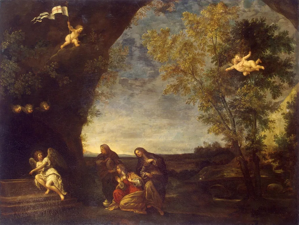 Holy Women at Christ's Tomb, by Francesco Albani, oil, 1642
