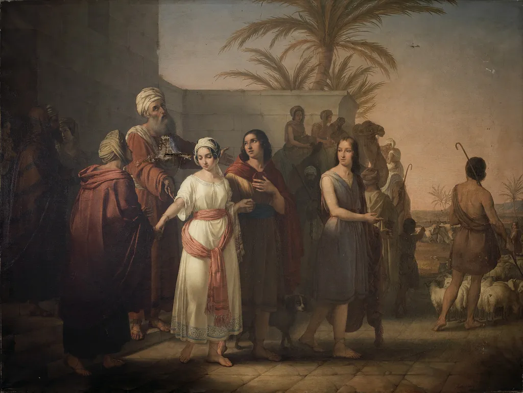 Tobias and his wife say goodbye to his in-laws in order to return to his father, by Francesco Antonibon di Venezia, oil, 1840