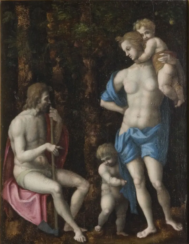 Adam and Eve with Cain and Abel, by Francesco Bacchiacca