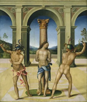 flagellazione di cristo, by Francesco Bacchiacca, oil, 1512