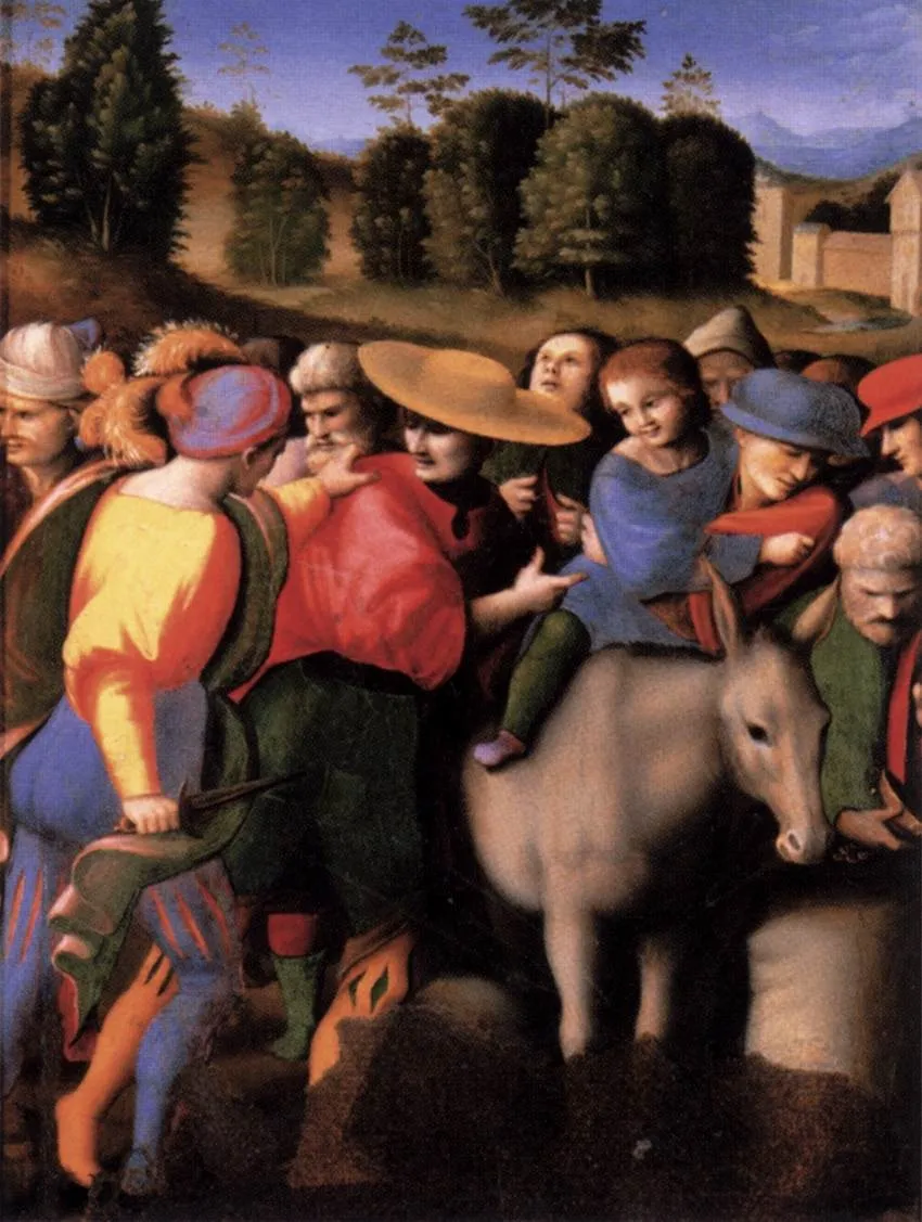 Scenes from the Story of Joseph: The Discovery of the Stolen Cup, by Francesco Bacchiacca, oil, 1515