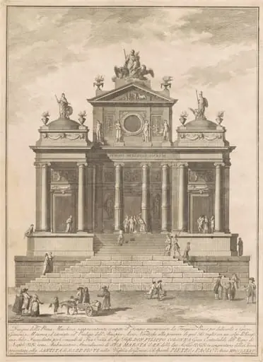 The Prima Macchina for the Chinea of 1785: The Temple of Jupiter Begun by Tarquinius Priscus with the Marvel of Accius Naevius, by Francesco Barbazza