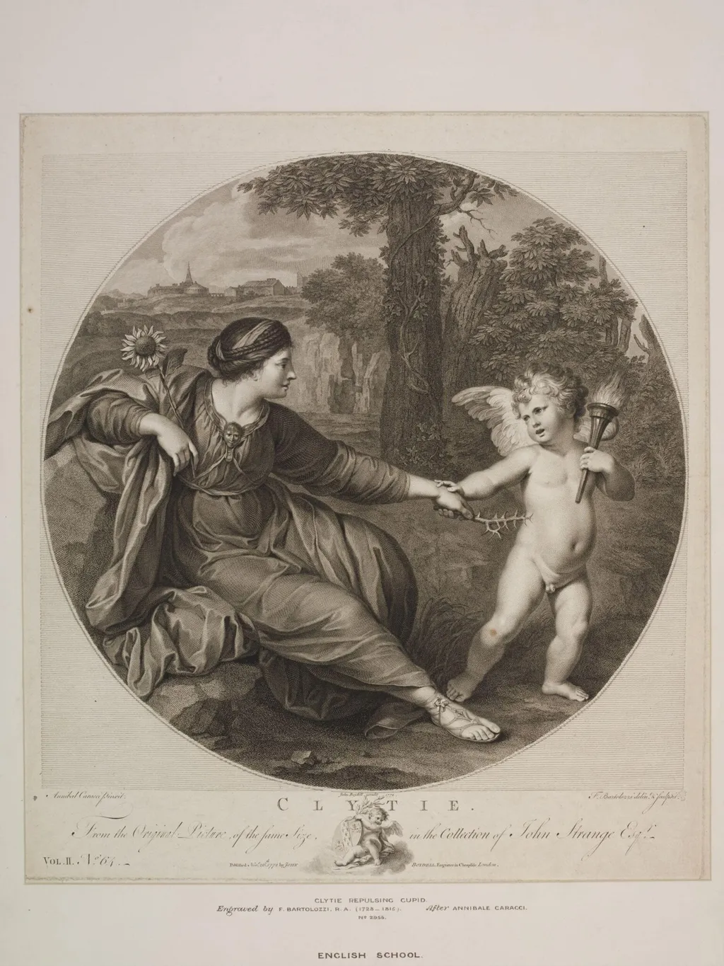 Clytie Repulsing Cupid, by Francesco Bartolozzi, 1740