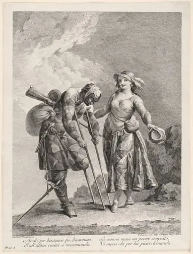 Harlequin as Crippled Soldier, by Francesco Bartolozzi