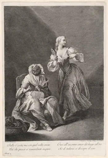 Harlequin as Lacemaker, by Francesco Bartolozzi