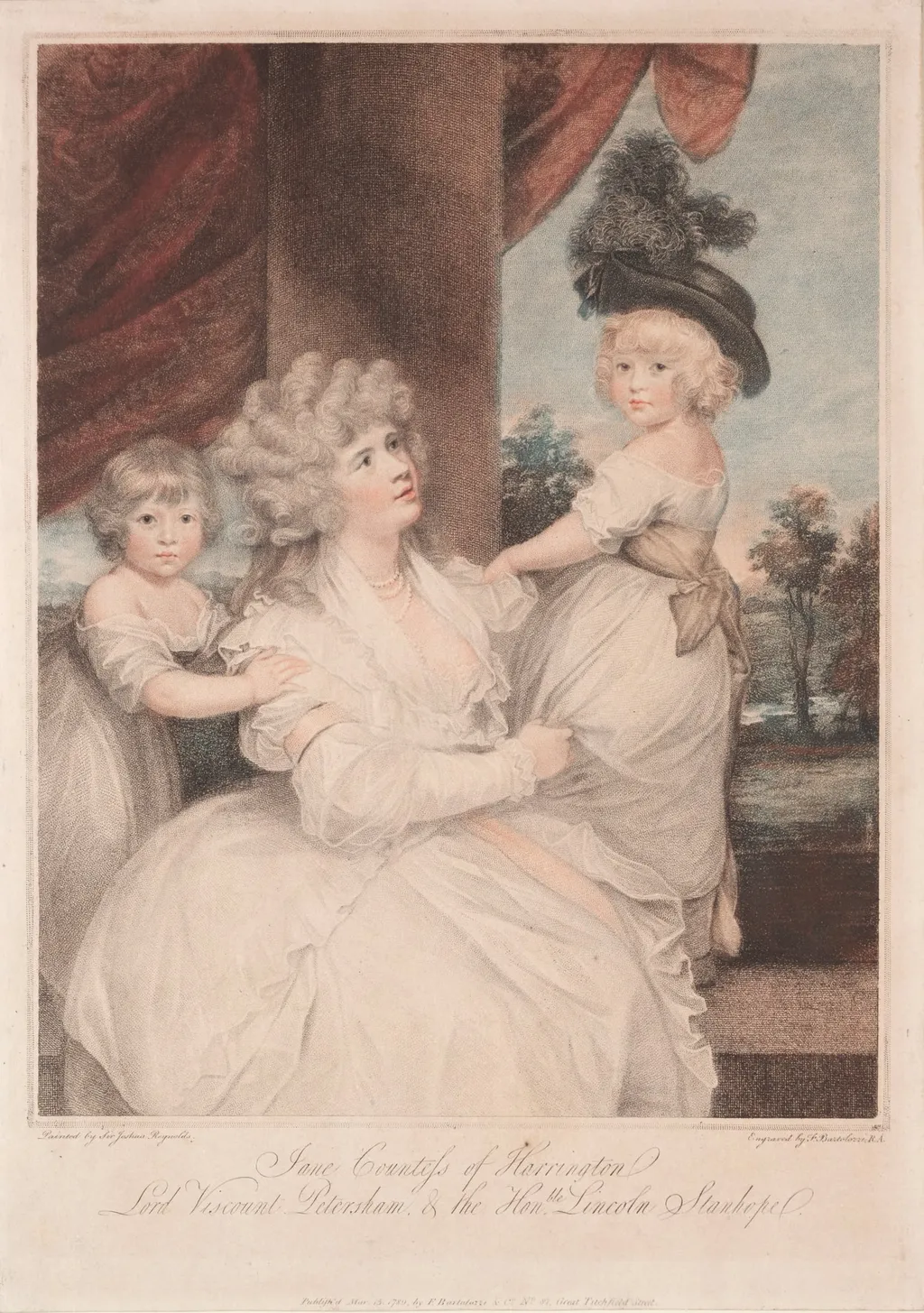 Jane, Countess of Harrington and Her Children, by Francesco Bartolozzi, 1789