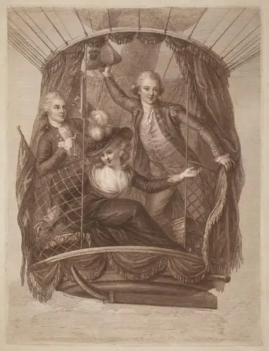 The Celebrated Vincent Lunardi Esq. Accompanied by Two Friends in His Third Aerial Excursion, Taken from St. George's Fields, in London, by Francesco Bartolozzi