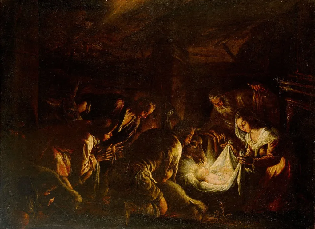 Adoration of the Shepherds, by Francesco Bassano the Younger, oil