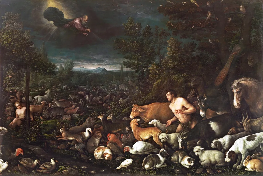 God reprimanding Adam, by Francesco Bassano the Younger, oil, 1570