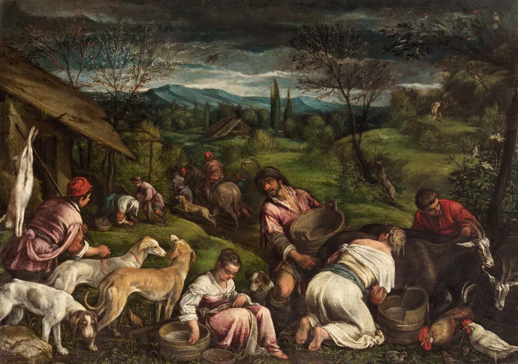 Spring and Banishment from Paradise, by Francesco Bassano the Younger, oil, 1575