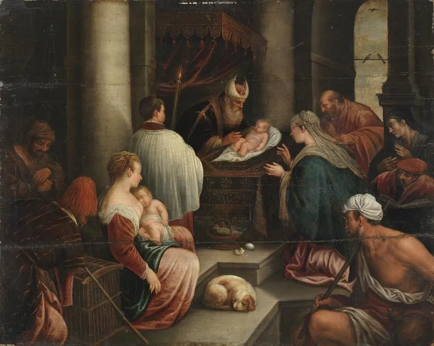 The presentation of Christ in the temple, by Francesco Bassano the Younger, oil