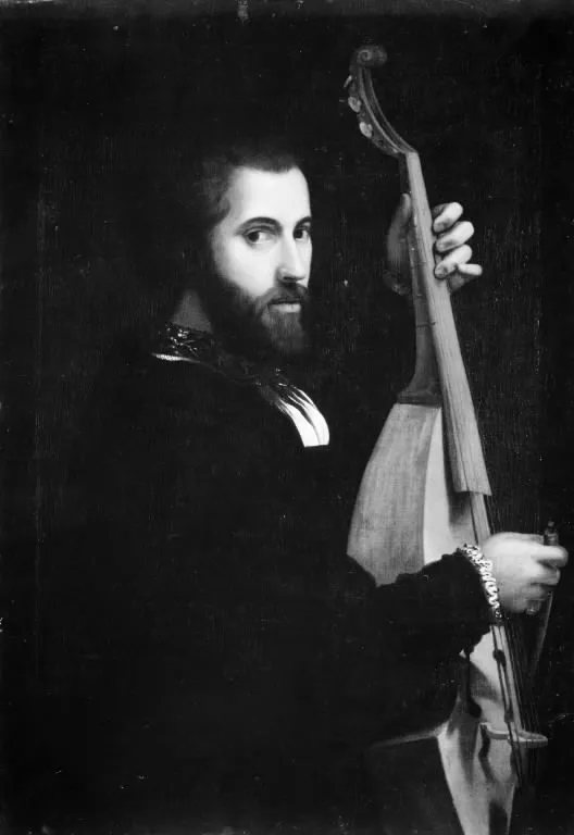 Portrait of a Man with a Viola da Gamba, by Francesco Beccaruzzi, oil, 1534