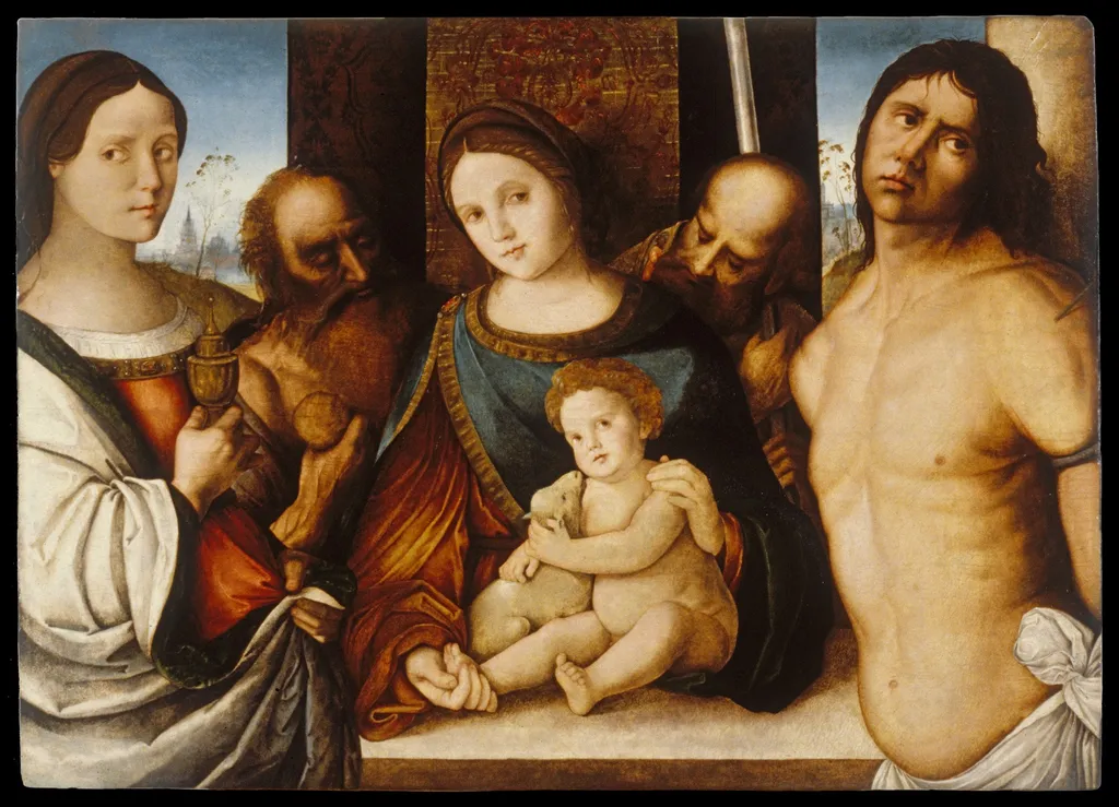 Madonna and Child with Saints, by Francesco da Cotignola, oil, 1510
