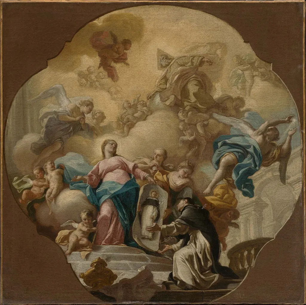 The Virgin Presenting the Portrait of Saint Dominic to the Friar of Soriano, by Francesco de Mura, oil, 1746