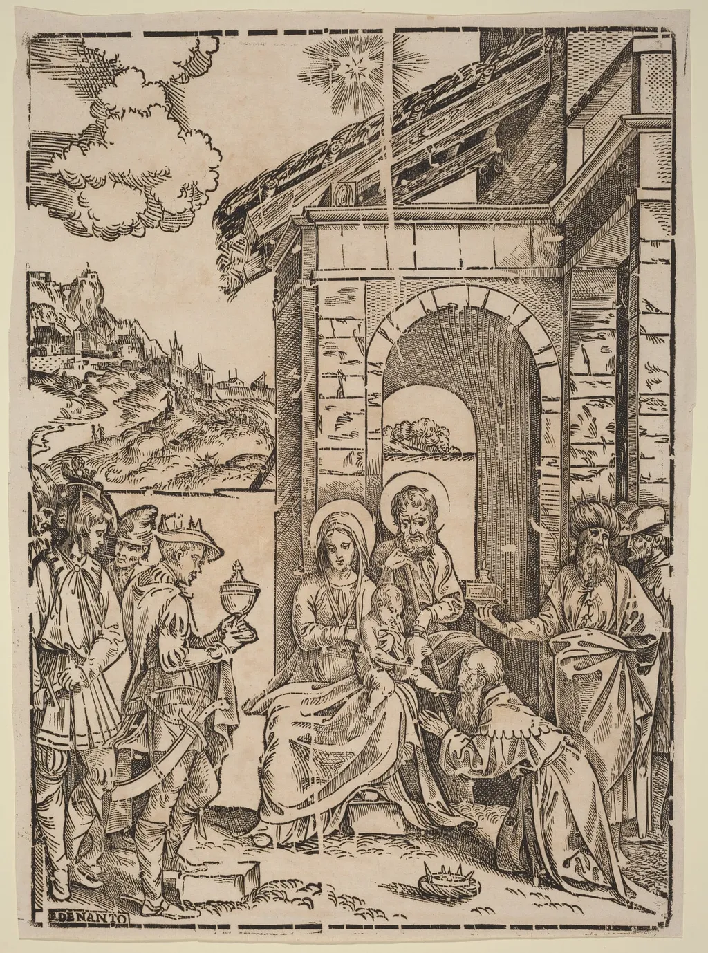 The Adoration of the Magi, by Francesco Denanto, ink, 1522