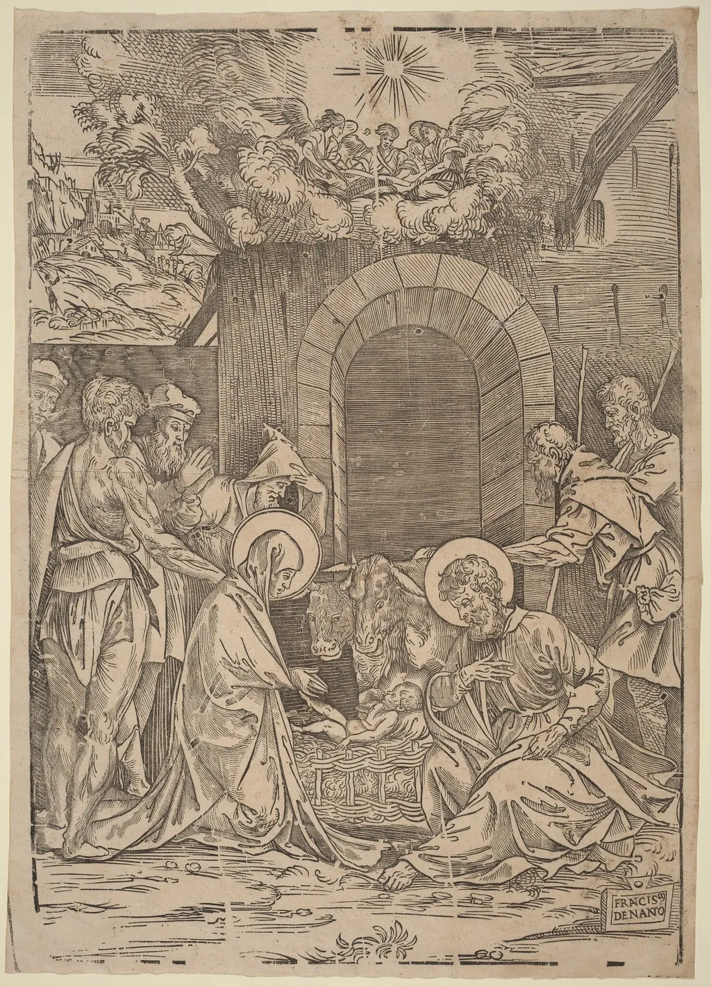 The Adoration of the Shepherds, by Francesco Denanto, ink, 1522