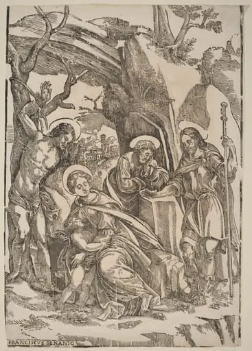 The Holy Family with Saint Sebastian and Saint Roch, by Francesco Denanto