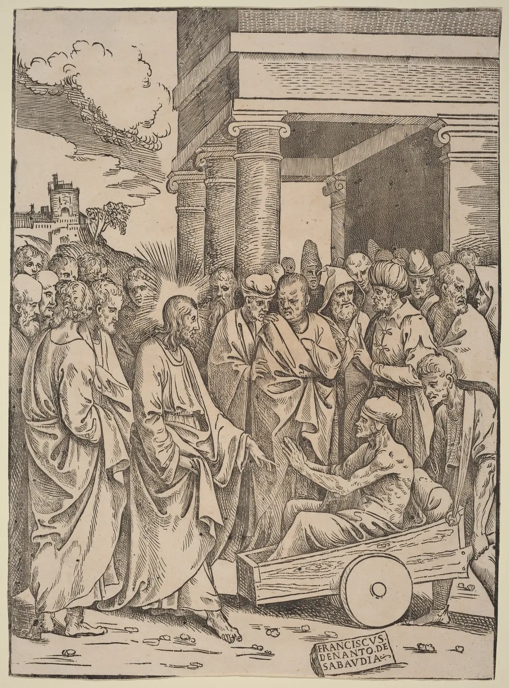 The Raising of Lazarus, by Francesco Denanto, ink, 1522