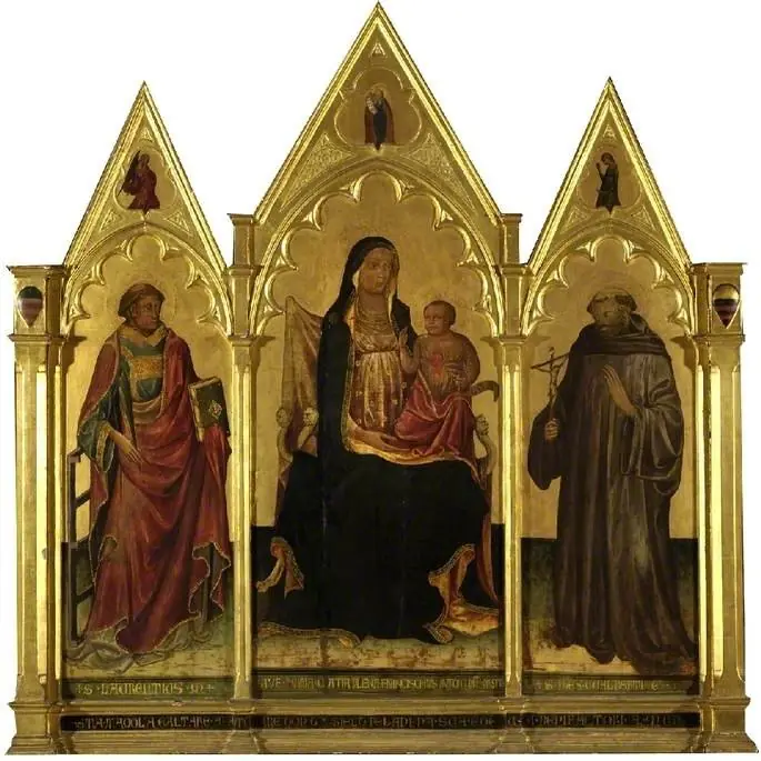 The Virgin and Child enthroned, between (left) St Lawrence and (right) St John Gualbert, by Francesco di Antonio di Bartolomeo