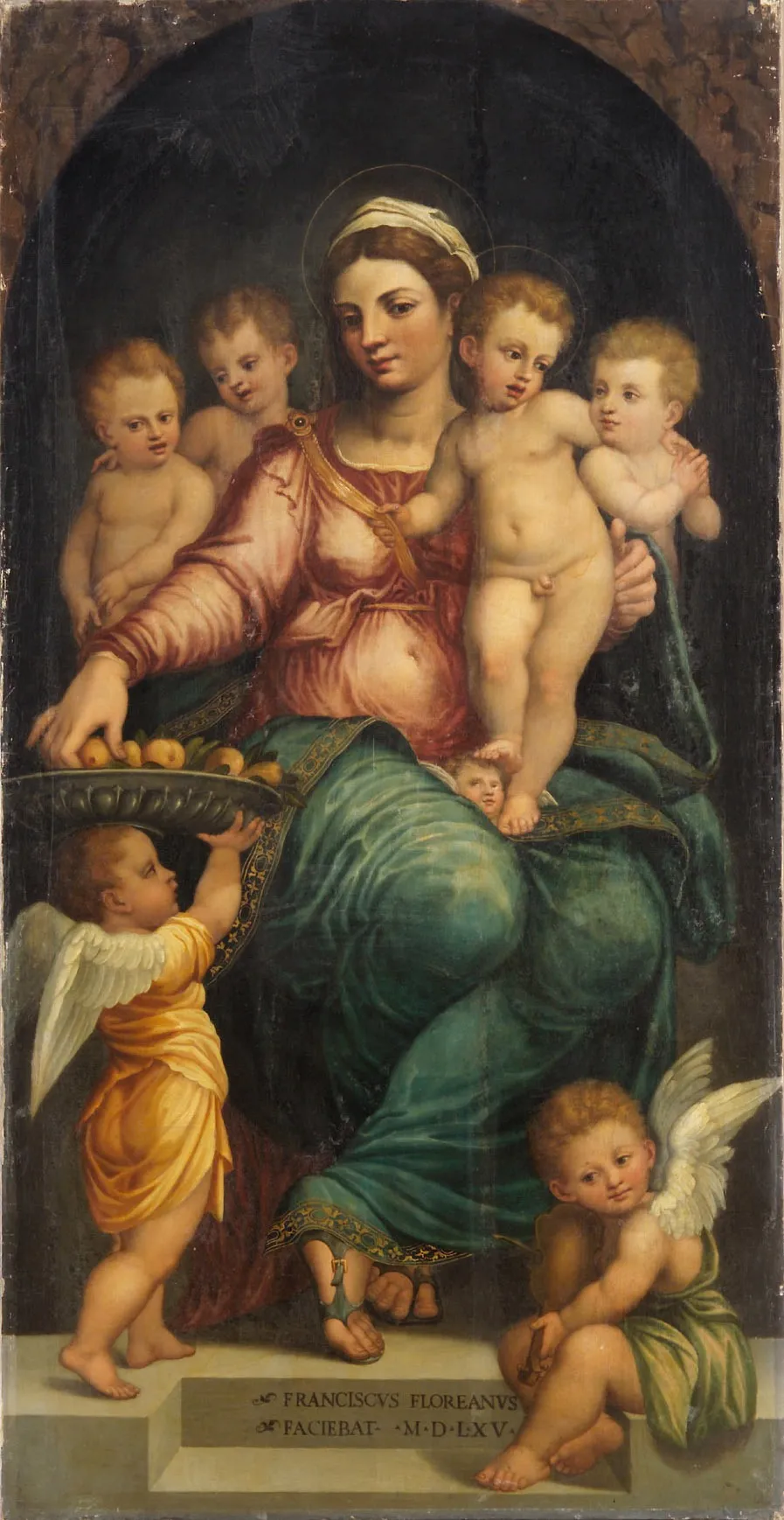 Madonna mit Kind, von Engeln umgeben, by Francesco Floriani, unspecified, 1565