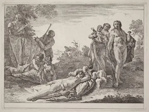 Apollo and Nymphs in a Landscape with a Bust of Pan, by Francesco Fontebasso
