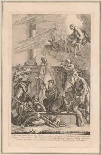 The Madonna and Child with Two Angels and Saints Scholastica, Benedict, Roch, Peter, Paul and Jerome, by Francesco Fontebasso
