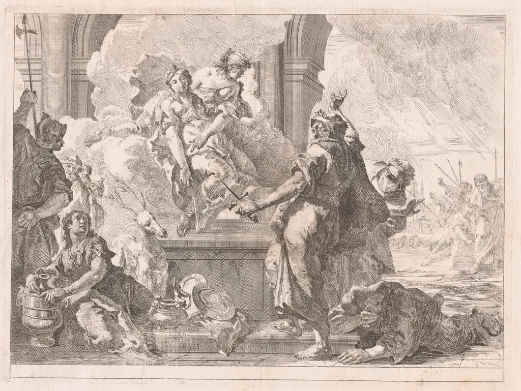 The Sacrifice of Iphigenia, by Francesco Fontebasso, ink, 1744