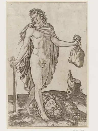 David standing with the head of Goliath, by Francesco Francia