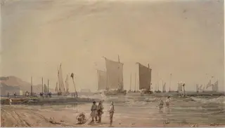 French coast, with fishing boats, by Francesco Francia
