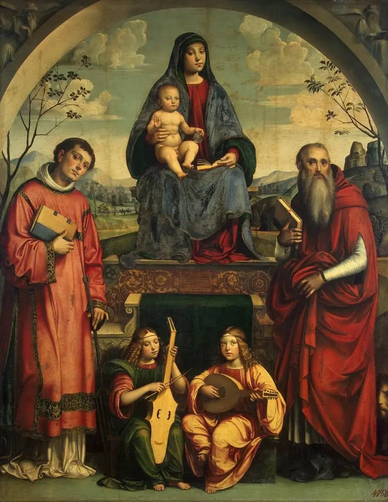 Madonna and Child with St Lawrence and St Jerome and Two Angels Making Music