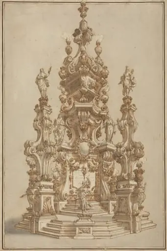 Magnificent Catafalque for a Deceased Noble, by Francesco Galli Bibiena