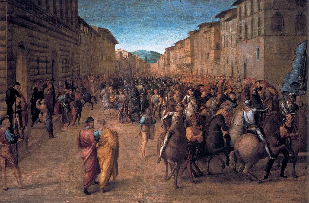 Entry of Charles VIII into Florence, by Francesco Granacci, oil, 1518