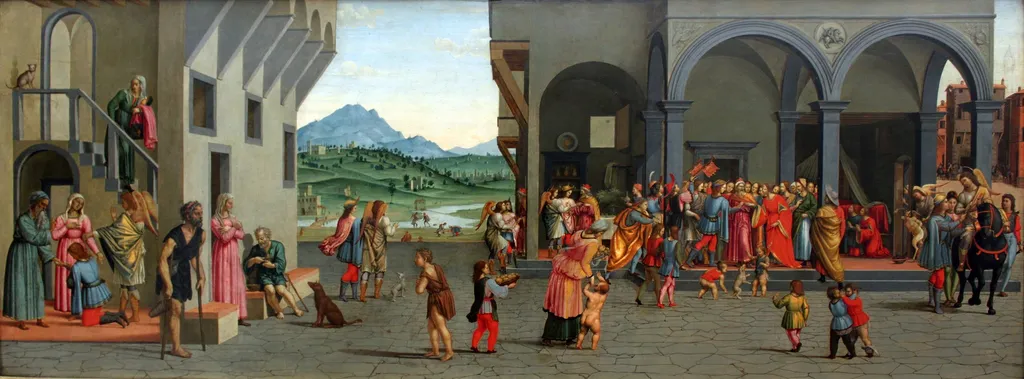 Representation from the Life of the Young Tobias I, by Francesco Granacci, paint, 1505