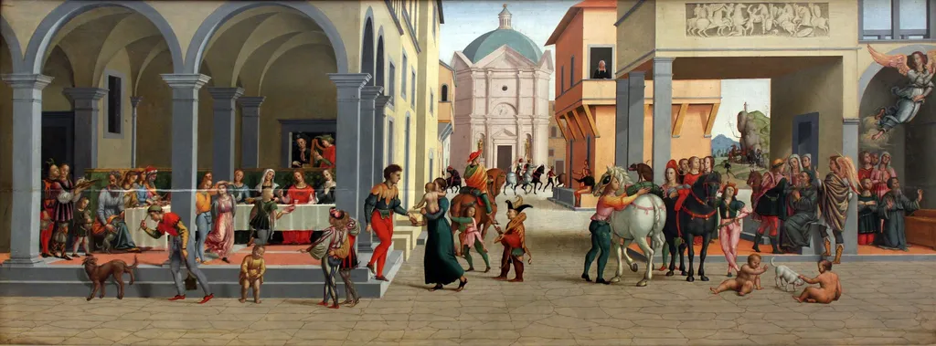 Representation from the Life of the Young Tobias II, by Francesco Granacci, paint, 1505