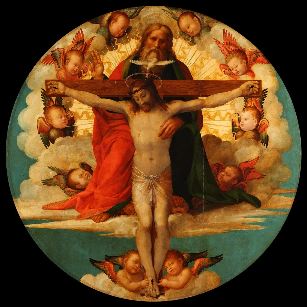 The Holy Trinity (Seat of mercy), by Francesco Granacci, paint, 1516