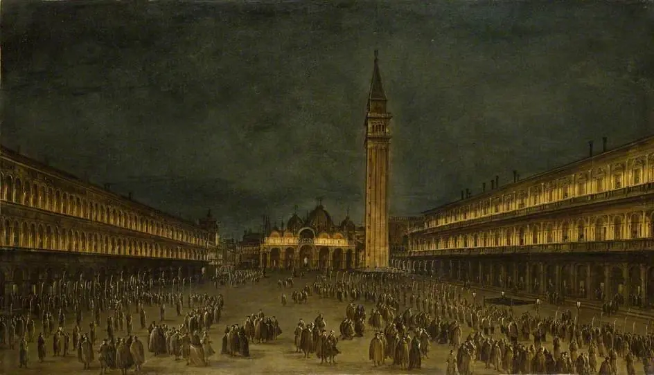 A Night Procession in the Piazza San Marco, by Francesco Guardi