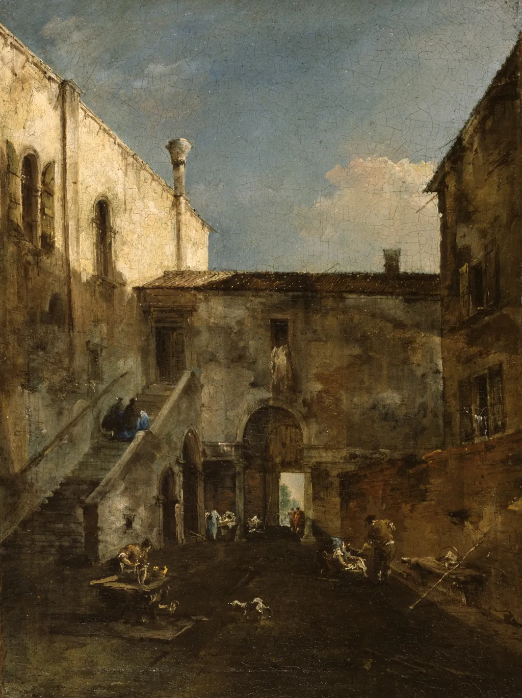 A Venetian Courtyard, by Francesco Guardi, oil, 1770