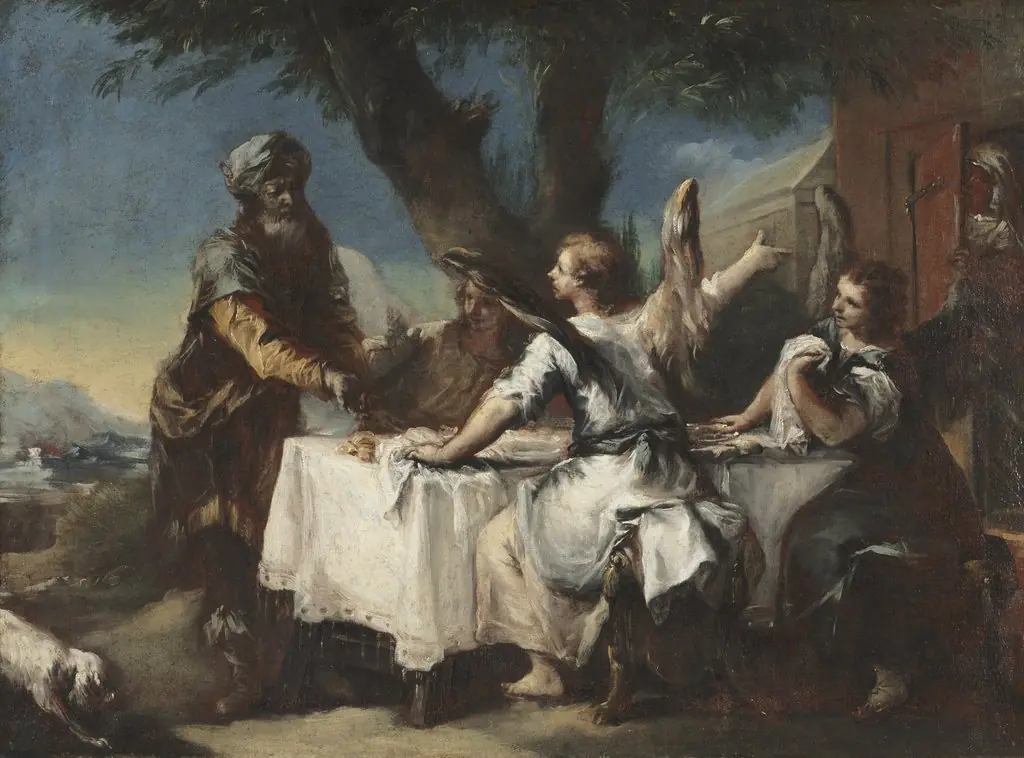 Abraham Welcoming the Three Angels, by Francesco Guardi
