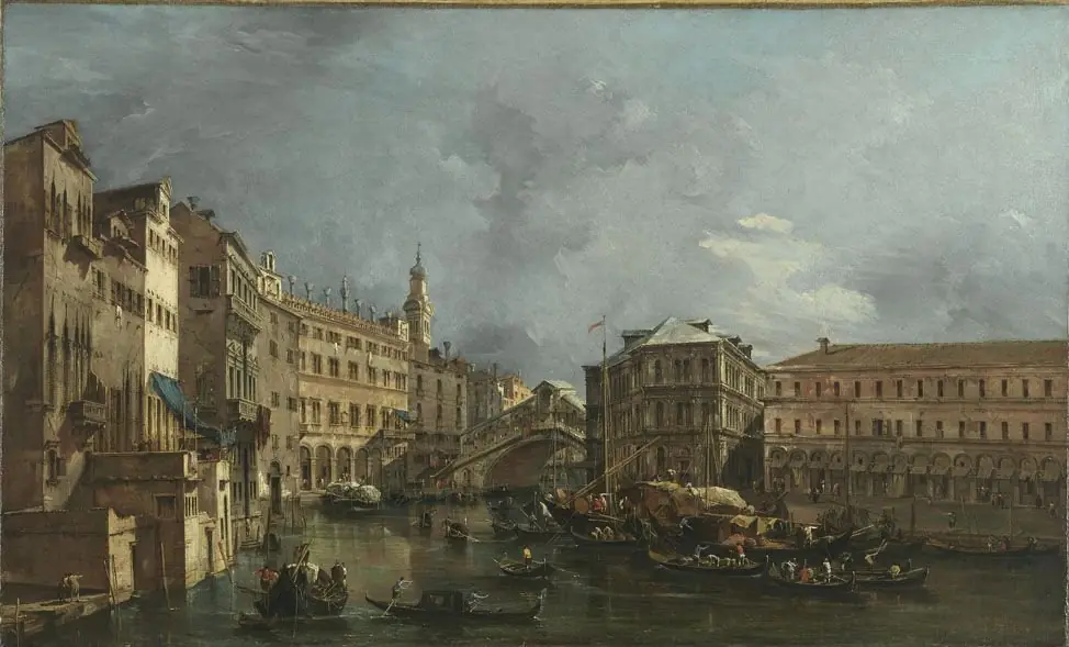 Blick auf den Rialto und den Palazzo dei Camerlenghi, by Francesco Guardi
