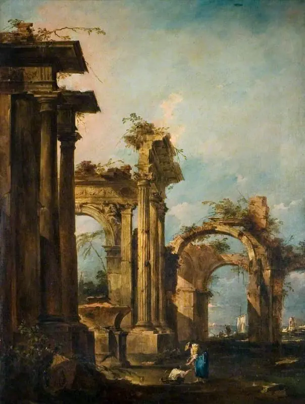 Capriccio with Ruins and Figures, by Francesco Guardi