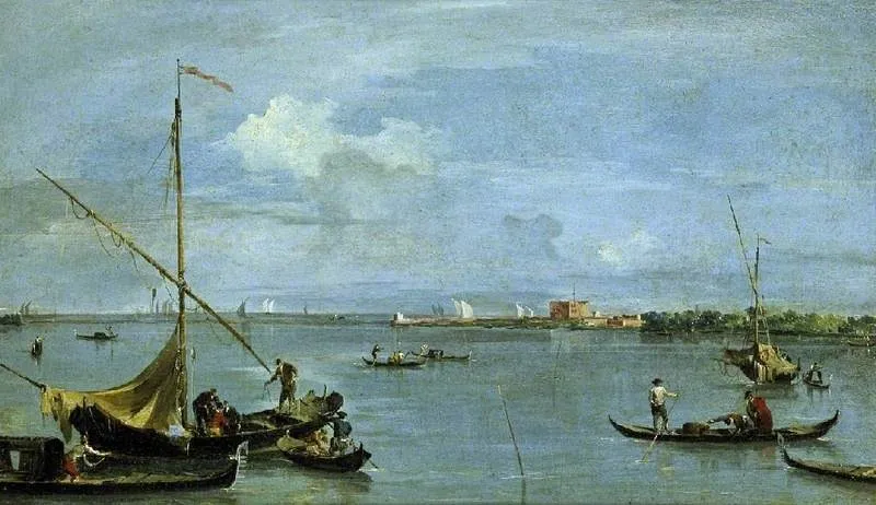 Forte S. Andrea Del Lido, Venice, by Francesco Guardi, oil, 1765