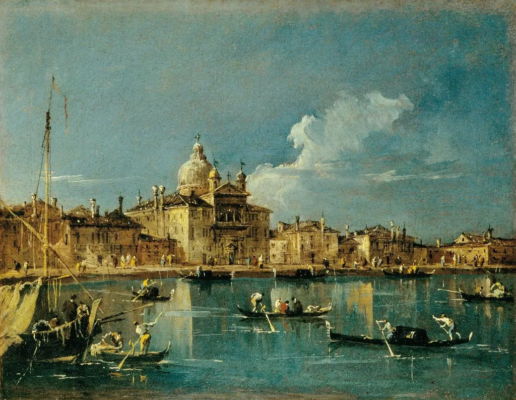 L’isola della Giudecca con le chiese delle Zitelle e del redentore, by Francesco Guardi, oil, 1762