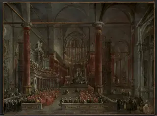 Pontifical Ceremony in SS. Giovanni e Paolo, Venice, 1782, by Francesco Guardi