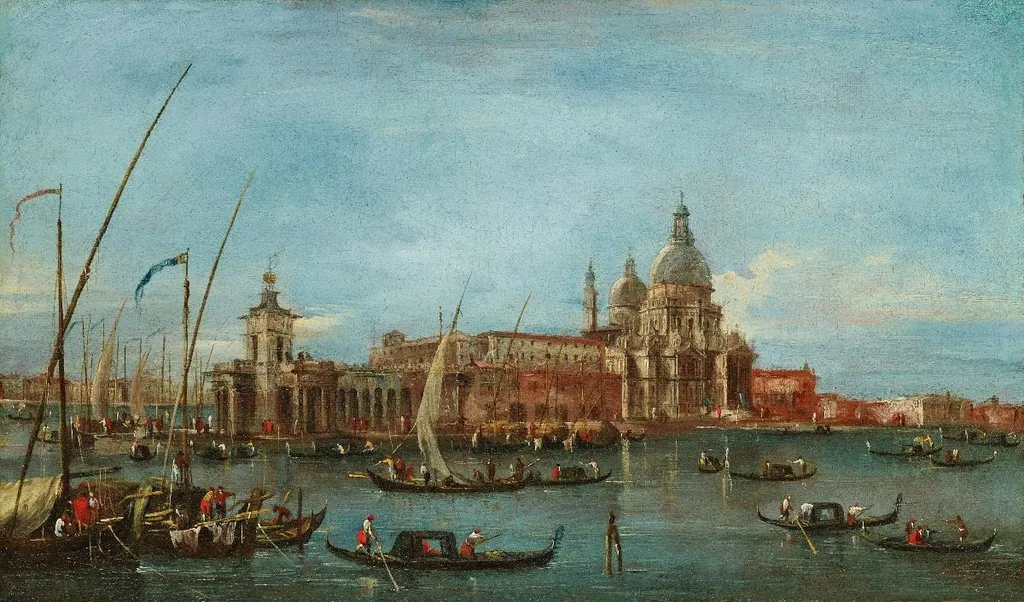 Punta della Dogana e Santa Maria della Salute, by Francesco Guardi, oil, 1755