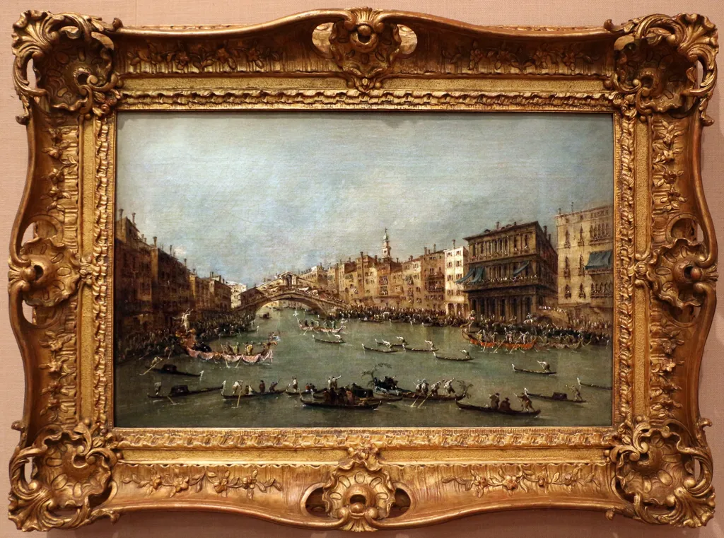 Regata no Grande Canal perto da Ponte Rialto, by Francesco Guardi, unspecified, 1790