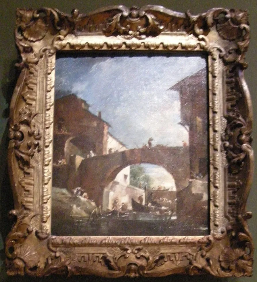 The lock at Dolo on the Brenta: Capriccio, by Francesco Guardi, oil, 1790