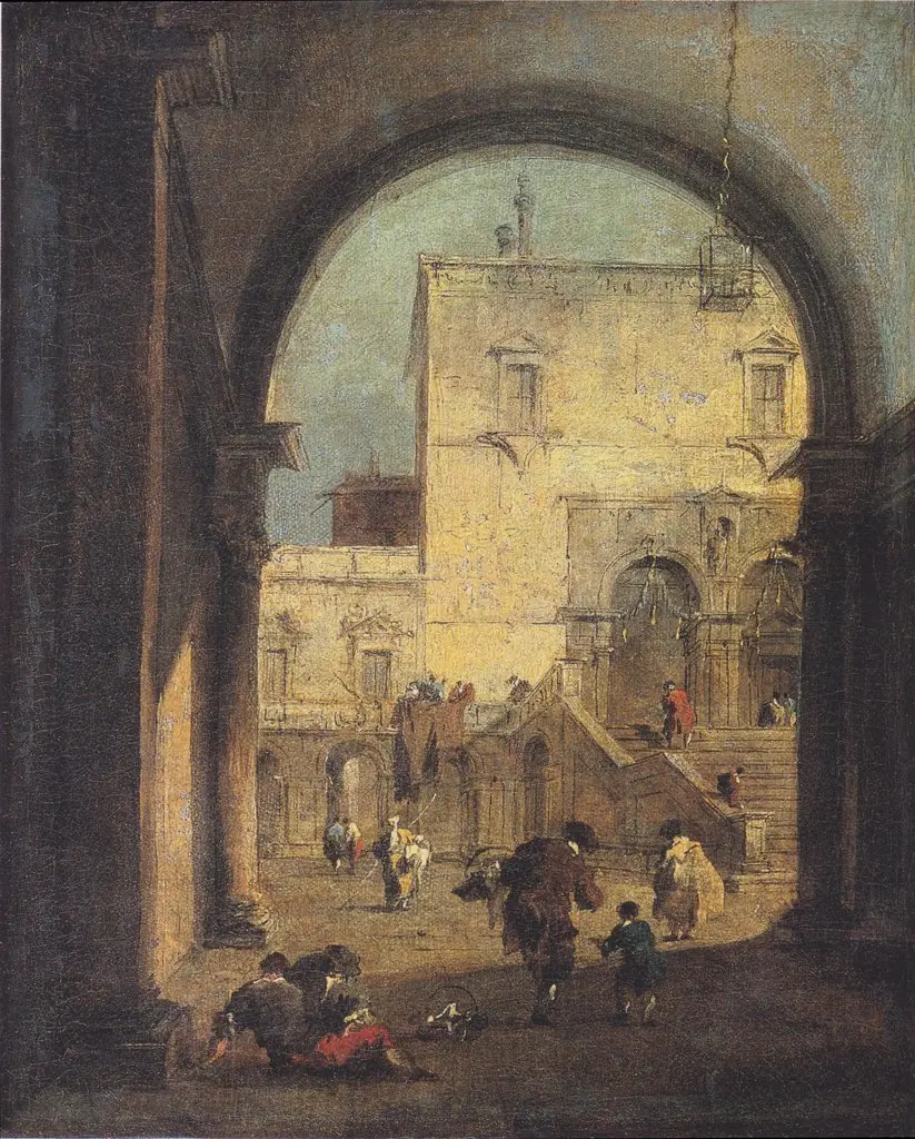 Venetian Capriccio: View of a Square and a Palace, by Francesco Guardi
